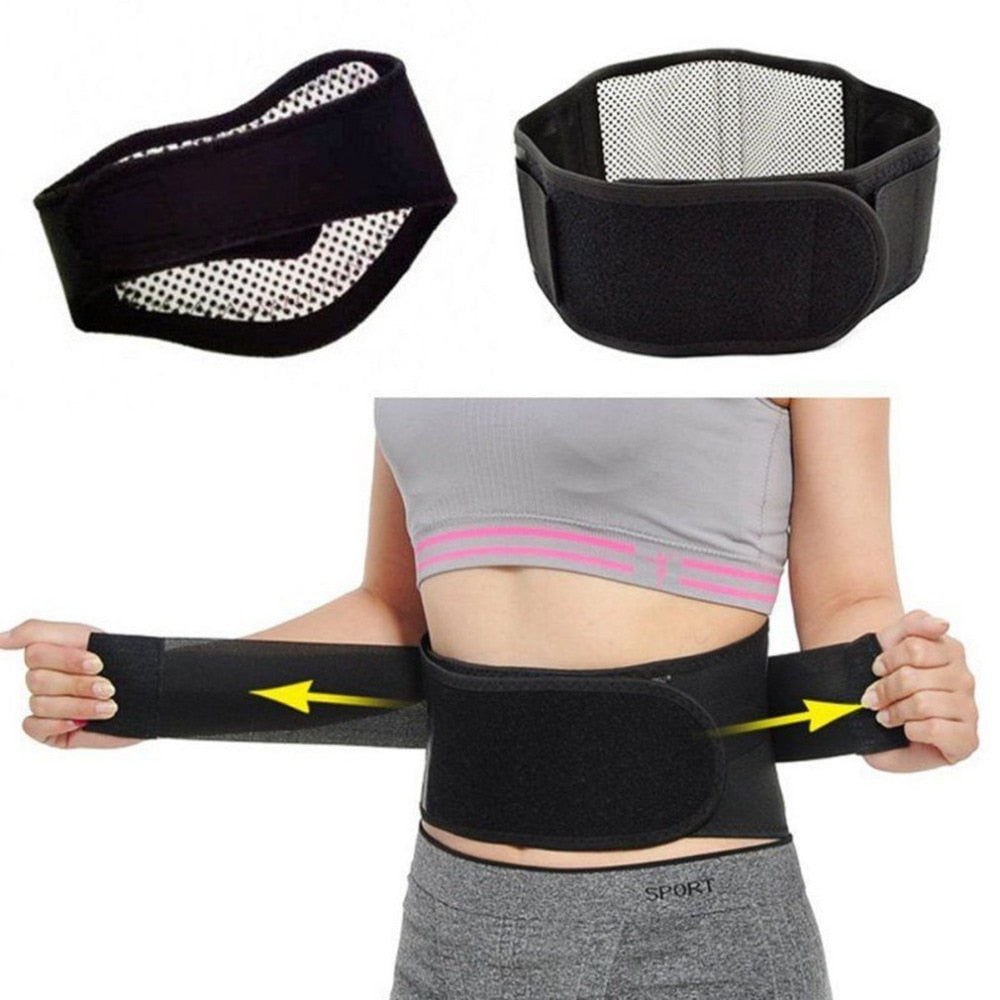 This self heating lower back pain relief belt is fully adjustable and worn around the upper waist.