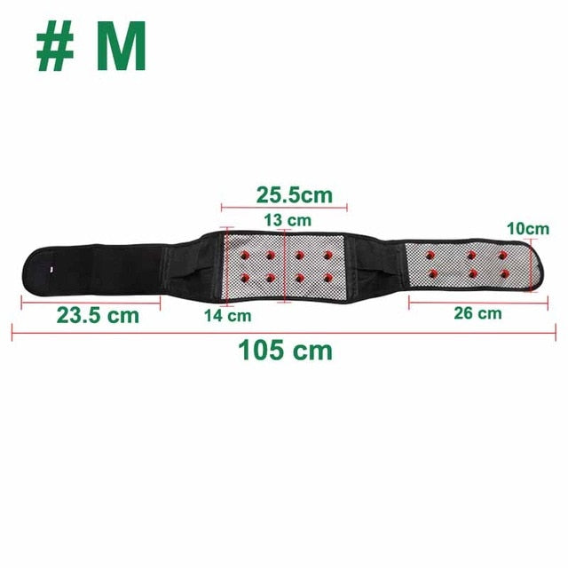 This medium size self heating lower back pain relief belt is 105cm long in total.