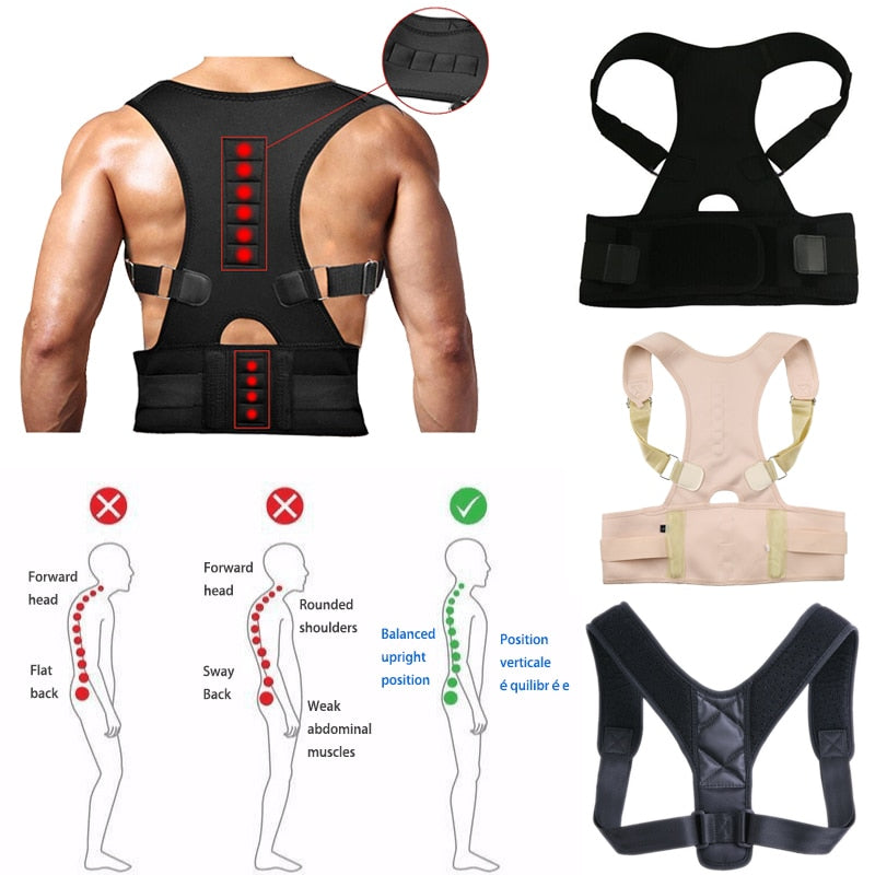 Magnetic Therapy Adult Back Corset Shoulder Lumbar Posture Corrector  Bandage Spine Support Belt Back Support Posture Correction –